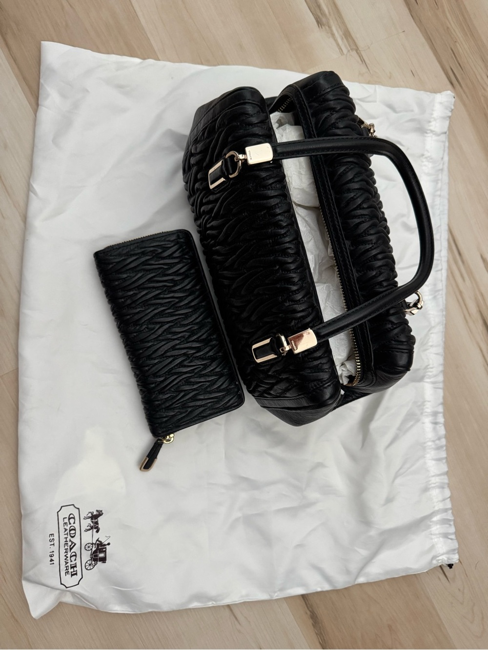 Coach Madison Gathered Leather Sophia Satchel with Matching Wallet